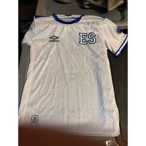Umbro El Salvador Soccer Jersey Men’s M White Blue Producto Oficial